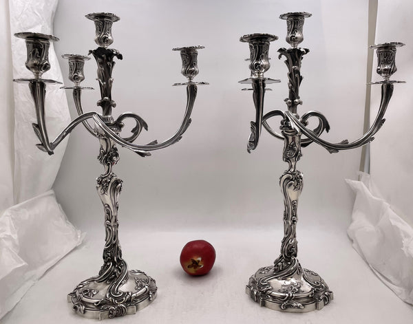 Pair of Fouquet-Gueudet French Sterling Silver 4-Light Candelabra Circa 1865