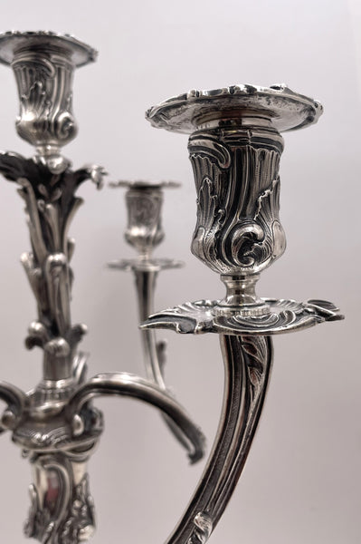 Pair of Fouquet-Gueudet French Sterling Silver 4-Light Candelabra Circa 1865