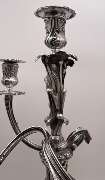 Pair of Fouquet-Gueudet French Sterling Silver 4-Light Candelabra Circa 1865