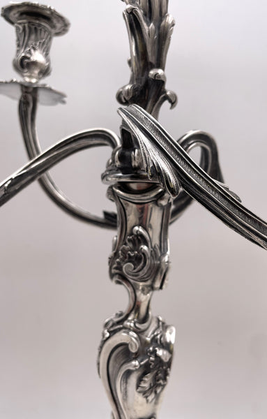 Pair of Fouquet-Gueudet French Sterling Silver 4-Light Candelabra Circa 1865