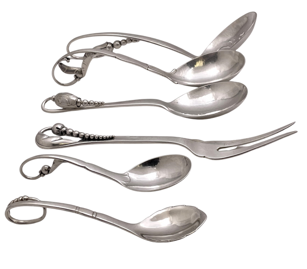 Georg Jensen Assorted Set of Sterling Silver Servers in Blossom Pattern