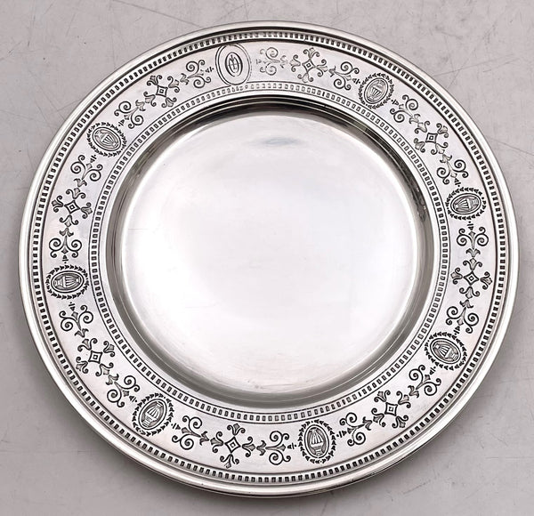 Tiffany & Co. Set of 14 Sterling Silver 1923 Bread/ Dessert Plates / Coasters in Art Deco Style