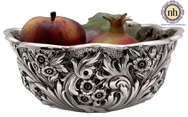 Whiting Sterling Silver Bowl in Repousse Pattern and Art Nouveau Style from 1884