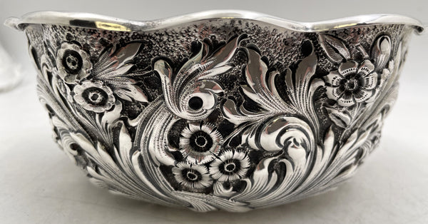 Whiting Sterling Silver Bowl in Repousse Pattern and Art Nouveau Style from 1884