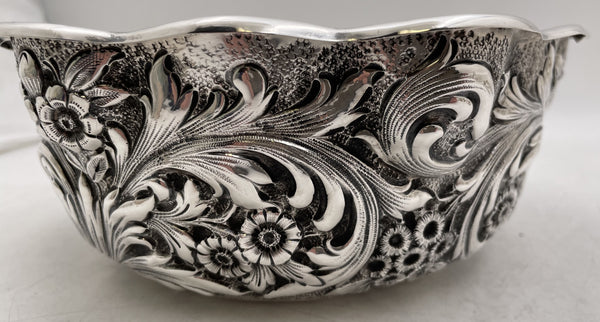 Whiting Sterling Silver Bowl in Repousse Pattern and Art Nouveau Style from 1884