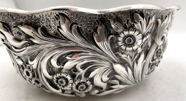 Whiting Sterling Silver Bowl in Repousse Pattern and Art Nouveau Style from 1884