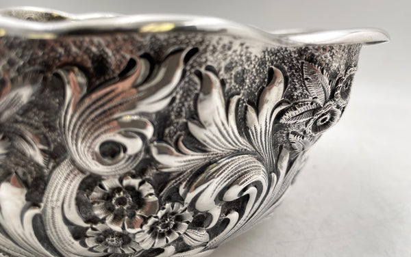 Whiting Sterling Silver Bowl in Repousse Pattern and Art Nouveau Style from 1884