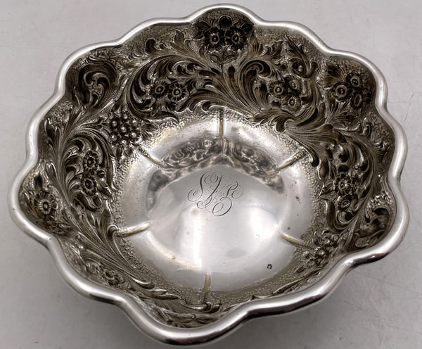 Whiting Sterling Silver Bowl in Repousse Pattern and Art Nouveau Style from 1884