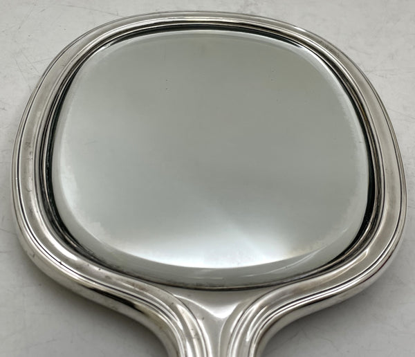 Tiffany & Co. Sterling Silver 1908 Vanity Set with Mirror, Powder Box & Brush in Art Nouveau Style