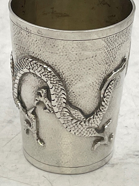 Set of 6 China Jewelry Company Sterling Silver Cups with Dragon Motifs