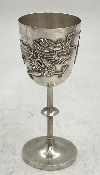 Pair of Chinese Silver Goblets with Dragon Motifs