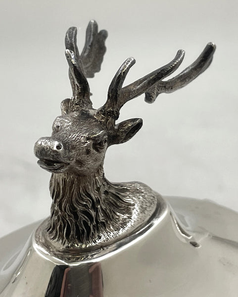 Shreve, Stanwood & Co. Sterling Silver 3-Piece Tea Set Circa 1860s with Stag Deer Motifs