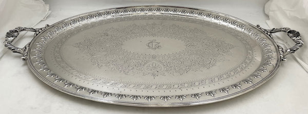 William Hutton & Sons English Sterling Silver 1897 Victorian Two-Handled Tray