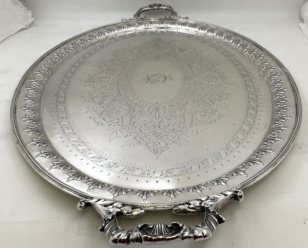 William Hutton & Sons English Sterling Silver 1897 Victorian Two-Handled Tray