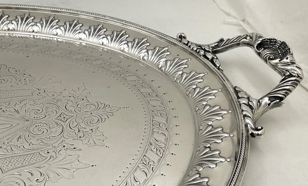 William Hutton & Sons English Sterling Silver 1897 Victorian Two-Handled Tray