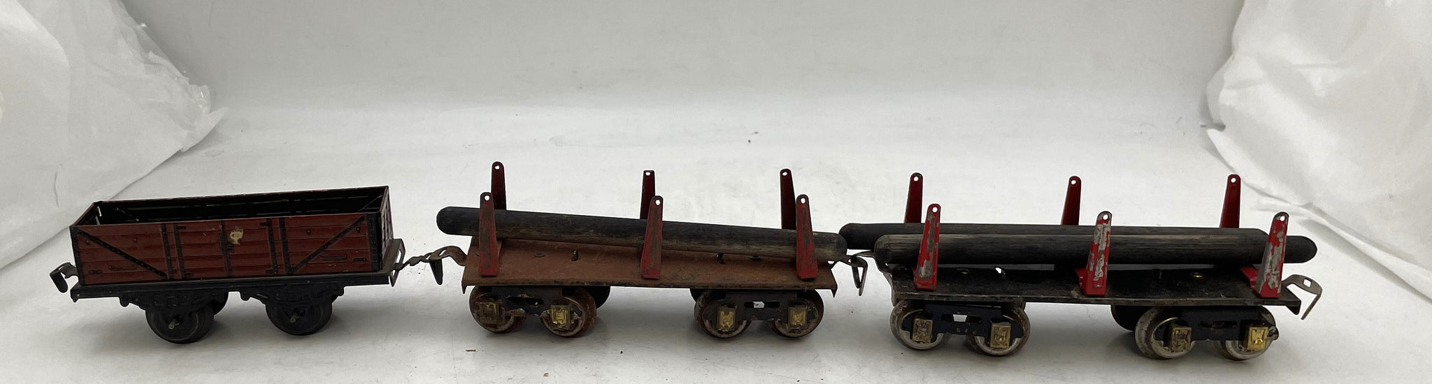 Fandor & Hornby O Gauge X9421 Flat Cars with Wood Logs from Early 20th Century