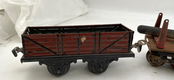 Fandor & Hornby O Gauge X9421 Flat Cars with Wood Logs from Early 20th Century