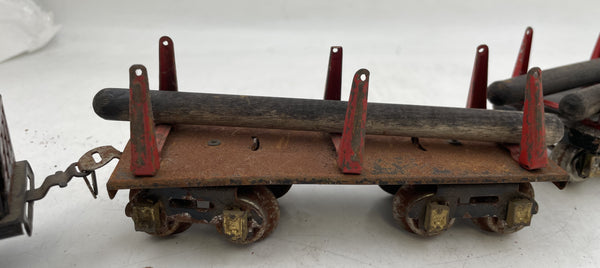 Fandor & Hornby O Gauge X9421 Flat Cars with Wood Logs from Early 20th Century