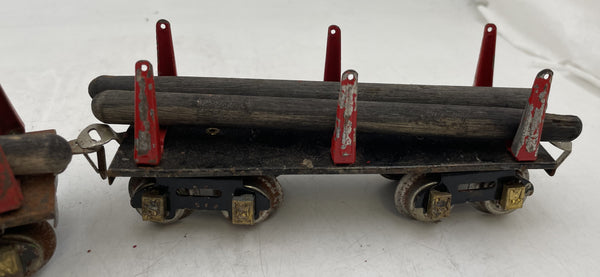 Fandor & Hornby O Gauge X9421 Flat Cars with Wood Logs from Early 20th Century