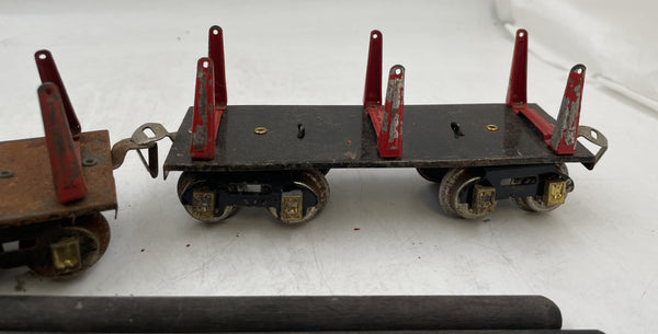Fandor & Hornby O Gauge X9421 Flat Cars with Wood Logs from Early 20th Century