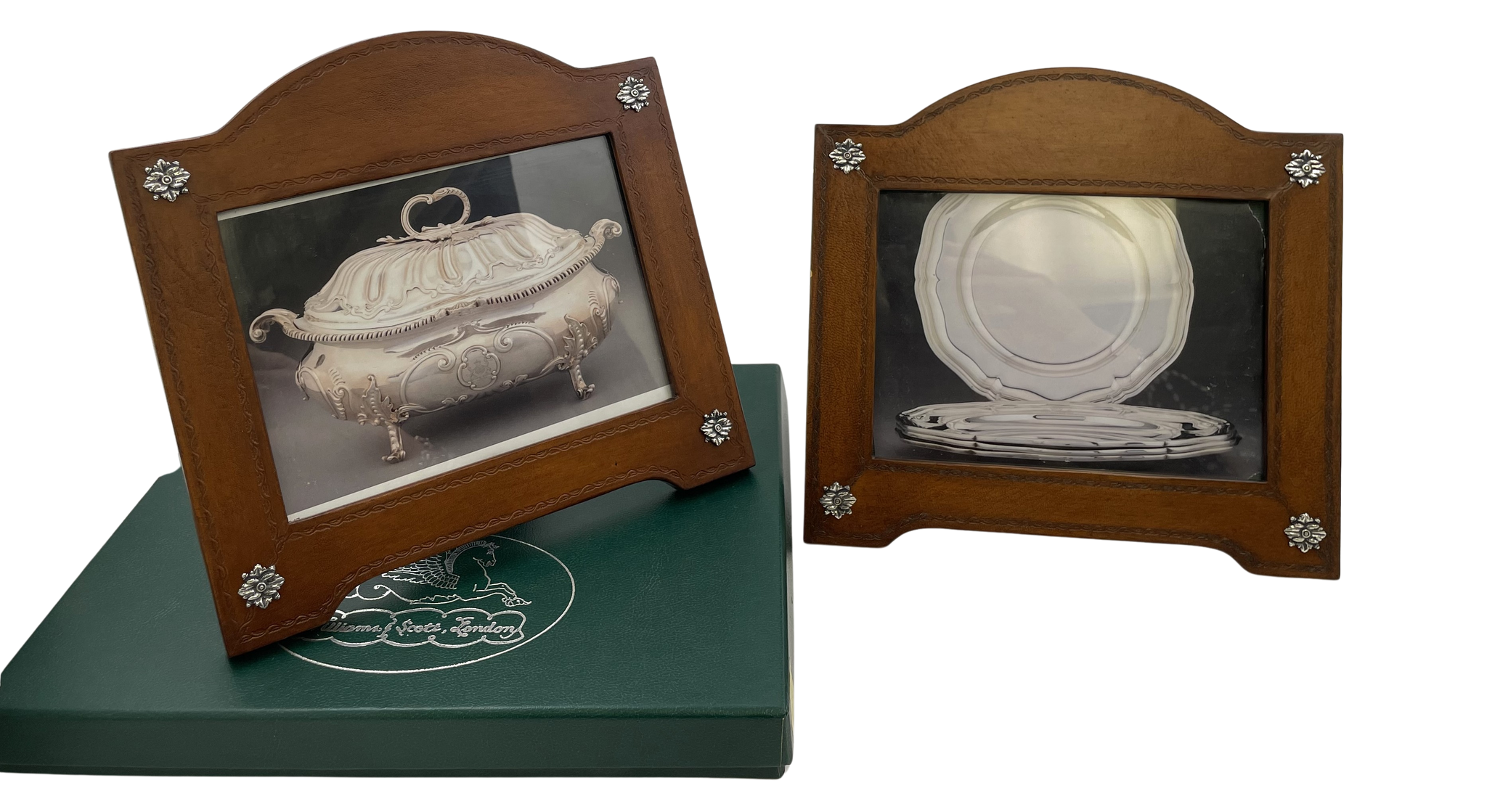 Pair of William Scott Leather & Sterling Silver Picture Frames