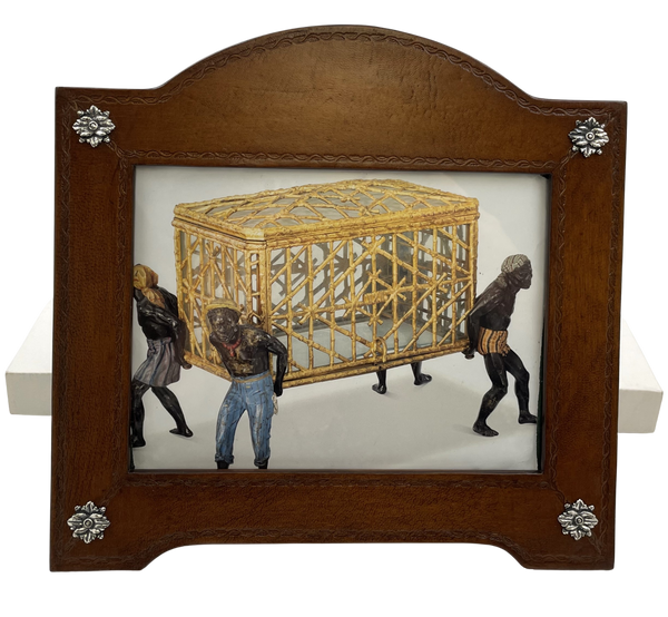 William Scott Leather & Sterling Silver Picture Frame with Floral Motifs