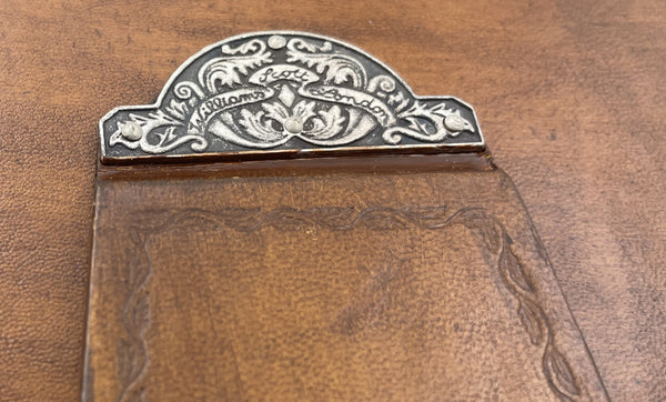 William Scott Leather & Sterling Silver Picture Frame with Floral Motifs
