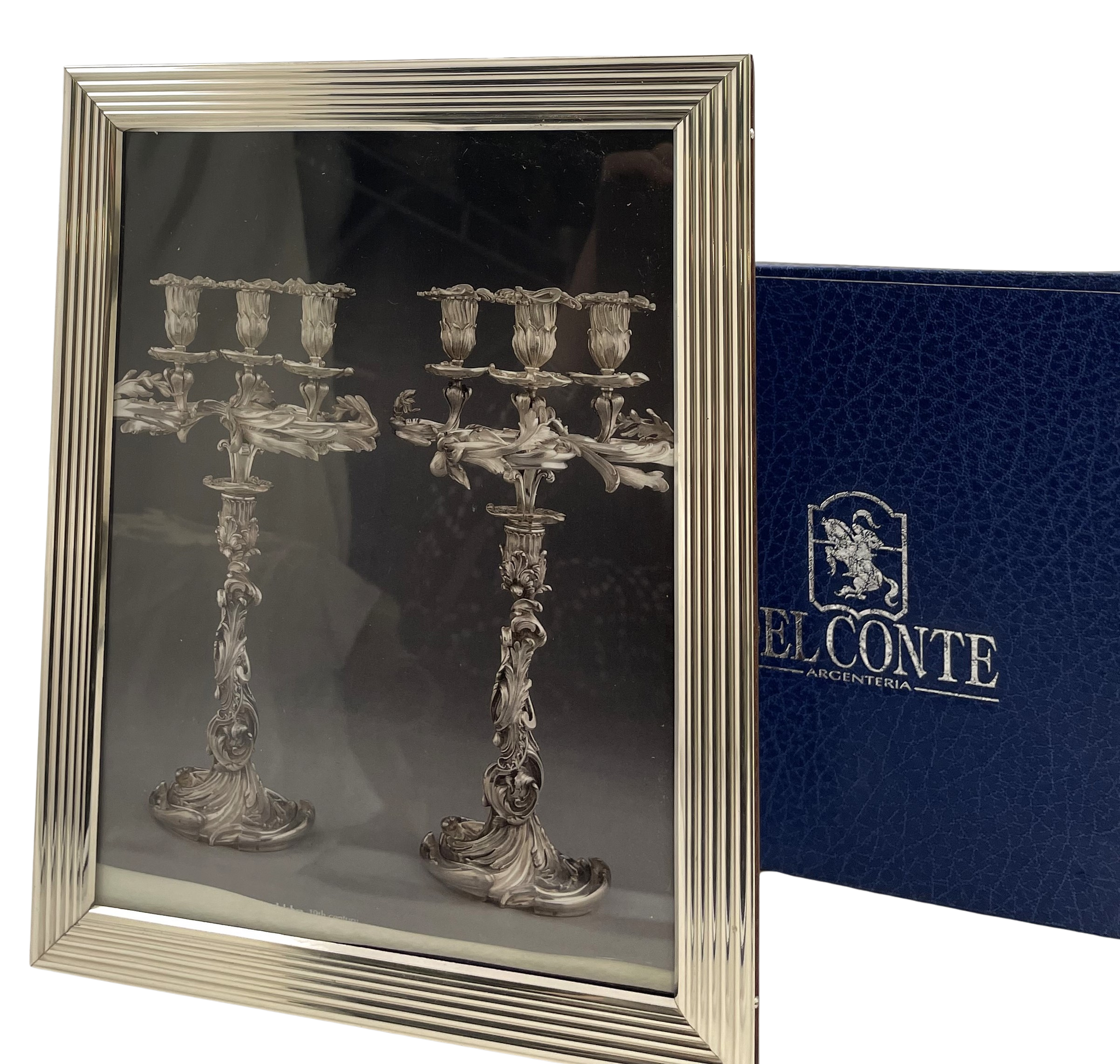 Del Conte Sterling Silver Picture Frame in Mid-Century Modern Style