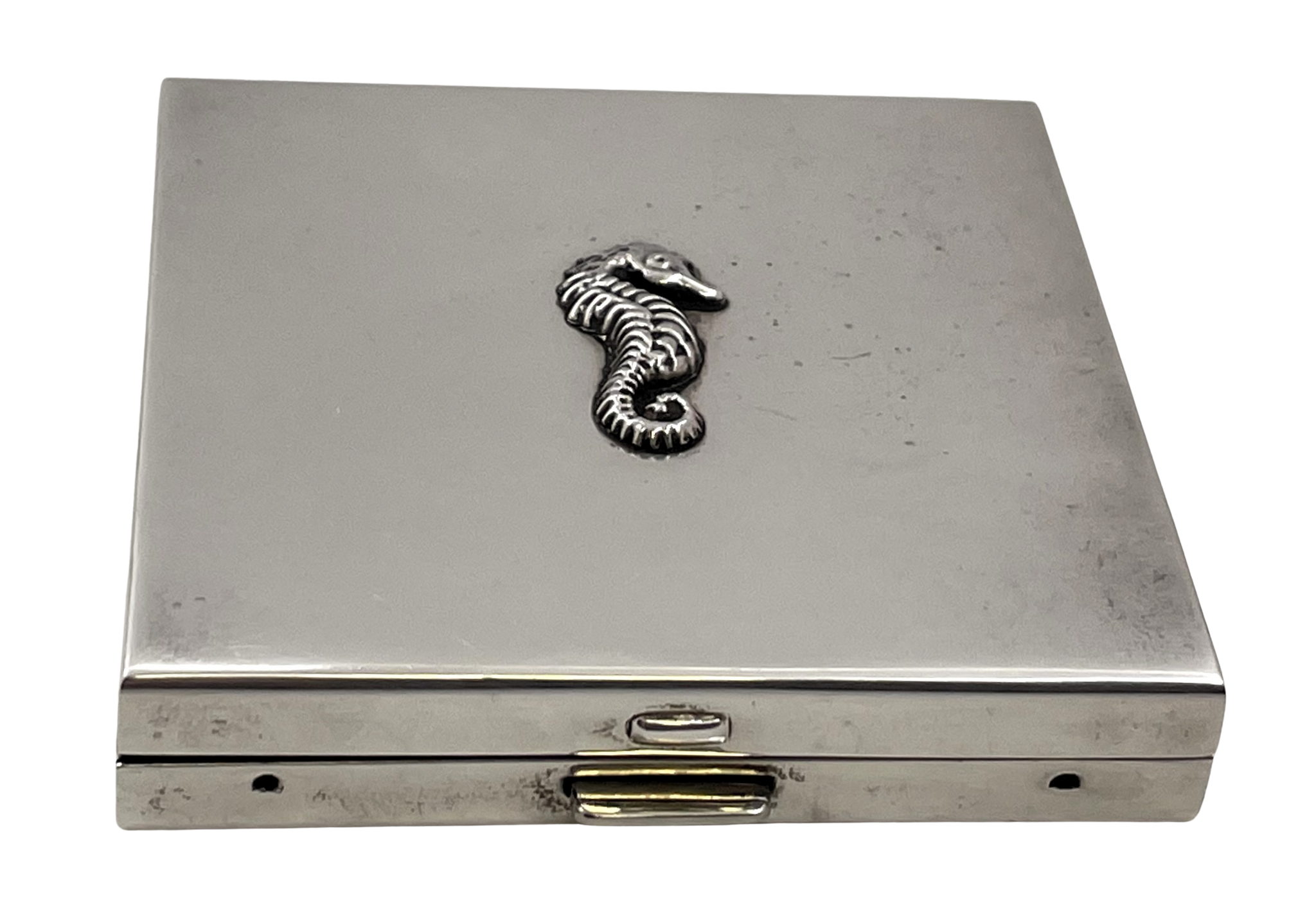 Tiffany & Co. Sterling Silver Compact with Mirror & Seahorse Motif