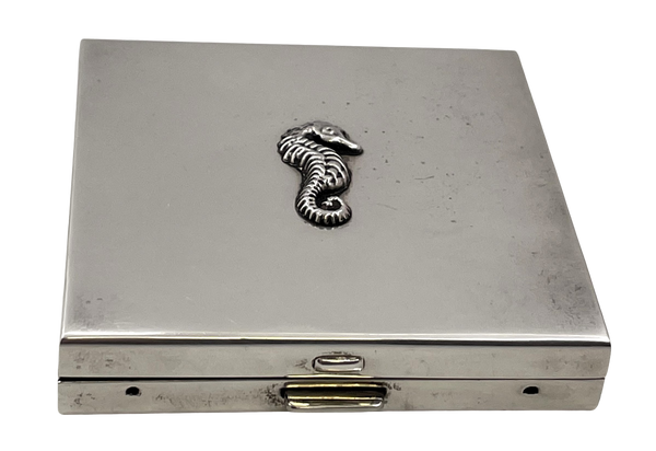 Tiffany & Co. Sterling Silver Compact with Mirror & Seahorse Motif