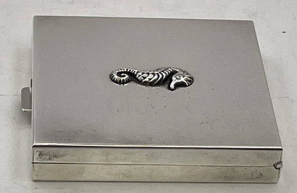 Tiffany & Co. Sterling Silver Compact with Mirror & Seahorse Motif