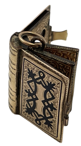 Mid-19th Century Gilt Brass Photo Album Book Locket Pendant Charm