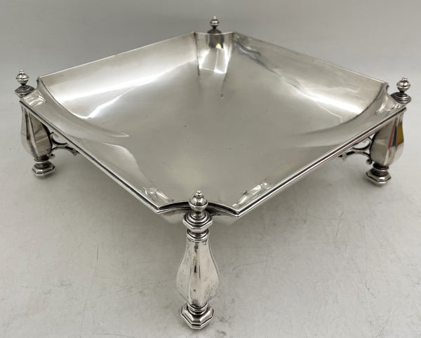 Crichton English Sterling Silver 1923 Footed Centerpiece Bowl in Art Deco Style