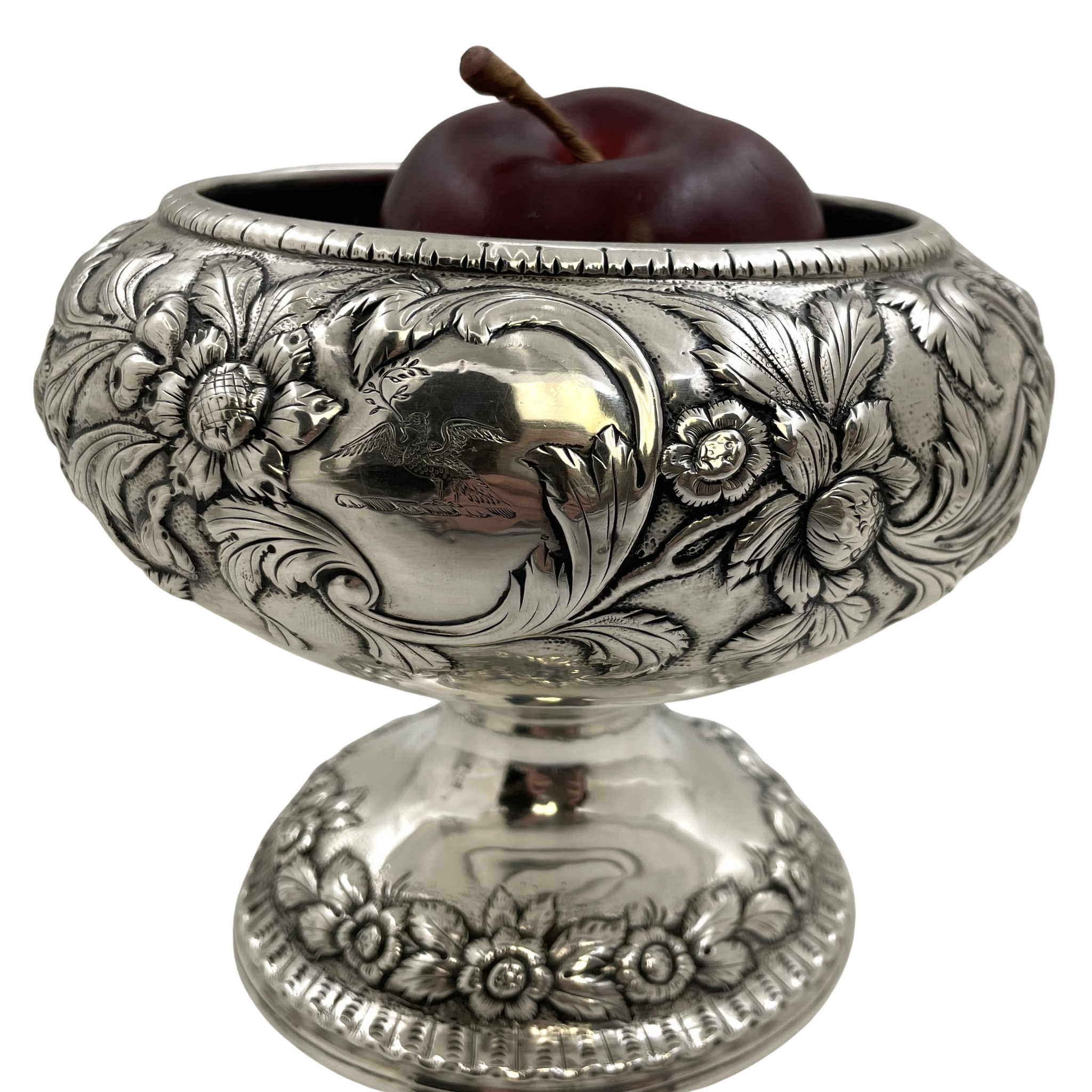 S. Kirk & Son Sterling Silver Castle Landscape Repousse Footed Bowl from 1846-1861