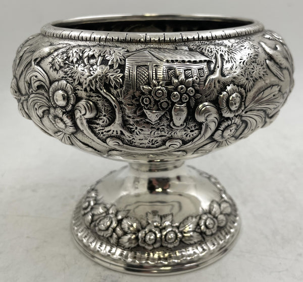 S. Kirk & Son Sterling Silver Castle Landscape Repousse Footed Bowl from 1846-1861