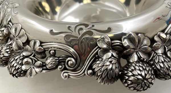 Tiffany & Co. Sterling Silver 1903 Clover Bowl in Art Nouveau Style with Rare Pierced Rim