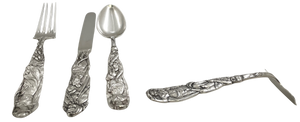 Tiffany & Co. Sterling Silver 4-Piece Child Set in Nursery Rhyme Pattern