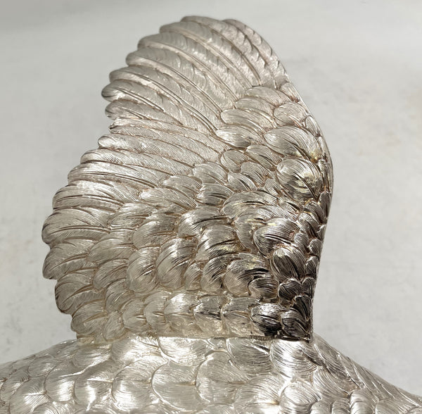 Pair of Continental Silver Pheasants from 19th or Early 20th Century