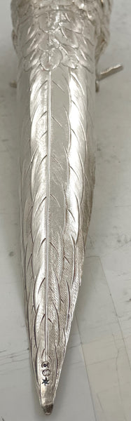 Pair of Continental Silver Pheasants from 19th or Early 20th Century