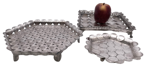 Rare Brazilian Set of 3 Silver Footed Trays Made of 19th and 20th Century Coins