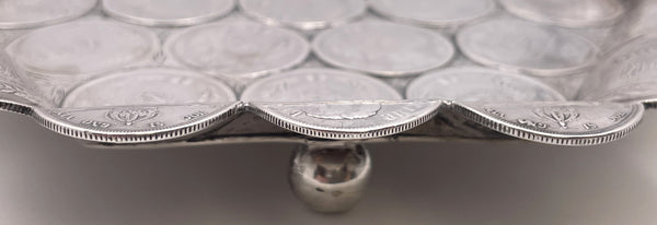 Rare Brazilian Set of 3 Silver Footed Trays Made of 19th and 20th Century Coins