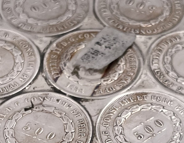 Rare Brazilian Set of 3 Silver Footed Trays Made of 19th and 20th Century Coins