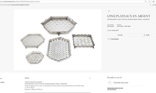 Rare Brazilian Set of 3 Silver Footed Trays Made of 19th and 20th Century Coins