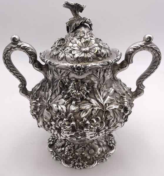 Stieff Sterling Silver 4-Piece Tea & Coffee Set in Repousse Pattern #1100