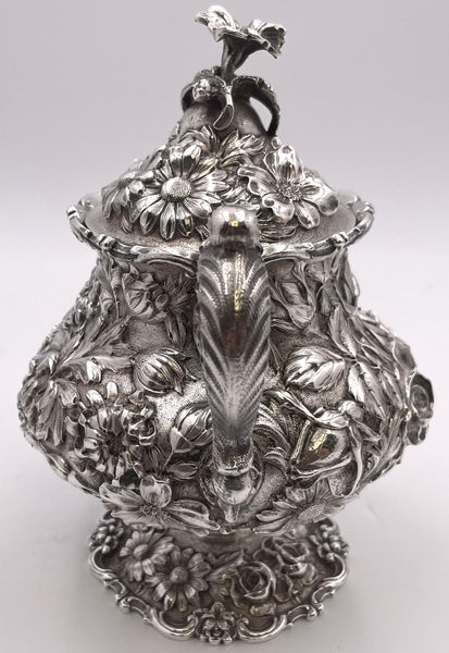Stieff Sterling Silver 4-Piece Tea & Coffee Set in Repousse Pattern #1100