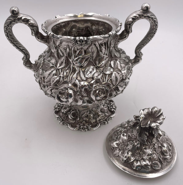 Stieff Sterling Silver 4-Piece Tea & Coffee Set in Repousse Pattern #1100