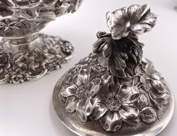 Stieff Sterling Silver 4-Piece Tea & Coffee Set in Repousse Pattern #1100