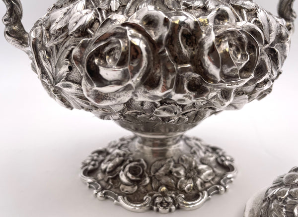 Stieff Sterling Silver 4-Piece Tea & Coffee Set in Repousse Pattern #1100