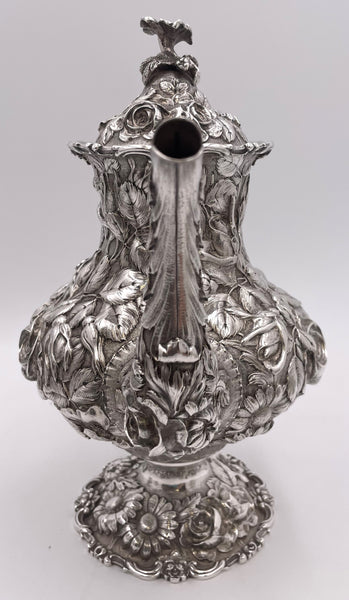Stieff Sterling Silver 4-Piece Tea & Coffee Set in Repousse Pattern #1100