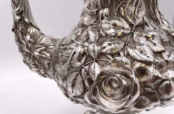 Stieff Sterling Silver 4-Piece Tea & Coffee Set in Repousse Pattern #1100